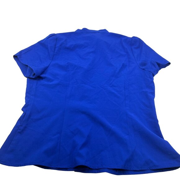Belle Poque Women's Size Medium Blouse Short Sleeve Button Up Blue New With Tags - Picture 2 of 14